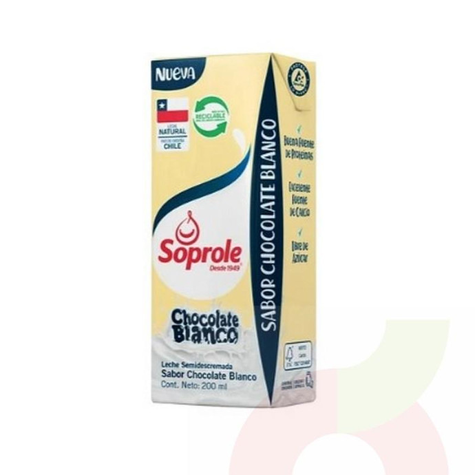 Leche Semidescremada Chocolate Blanco Soprole 200 Cc - Leche Soprole 200Cc Chocolate Blanco