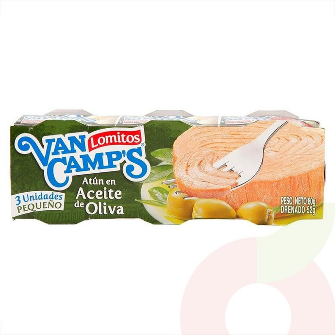 Atún Lomito en Aceite de Oliva Van Camps 3 Unidades 80Gr  - Atún Lomito En Aceite De Oliva Van Camps 80Gr 3 Uni