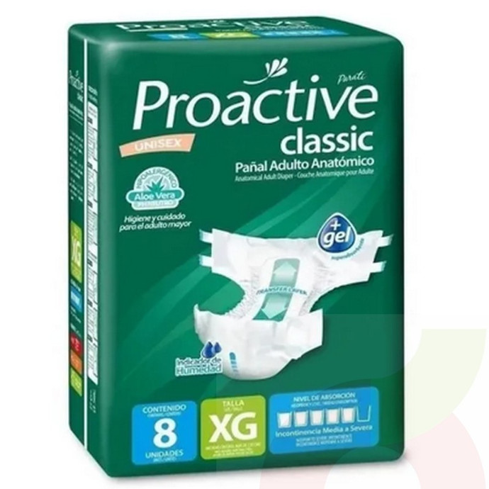 Pañal Adulto Anatómico Classic Proactive 8 Unidades XG - pañal adulto proactiv classic xg 8 unidades.jpg