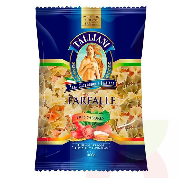 Pasta Farfalle 3 Sabores Talliani 400Gr - Pasta Farballe 3 Sabores-Talliani 400Gr