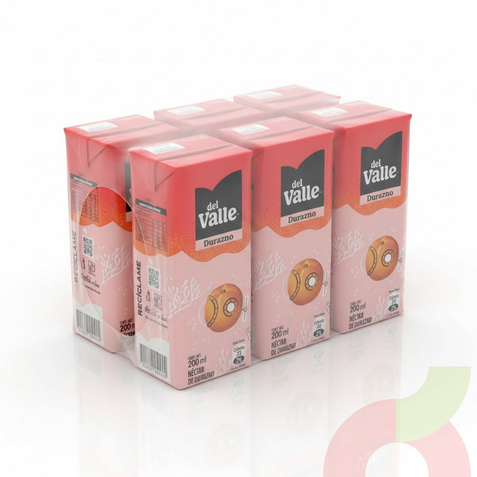 Pack Néctar Durazno Del Valle 200Ml 6 Unidades - pack durazno del valle.JPG