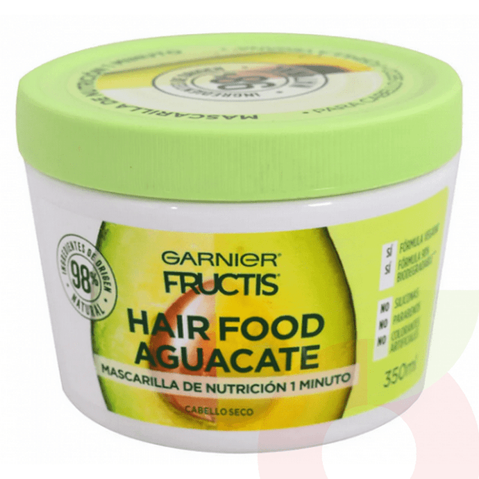 Mascarilla Nutricón Hair Food Aguacate Cabello Seco Fructis 350Ml - Tratamiento Hair Food Aguacate-Garnier Fructis 350Ml