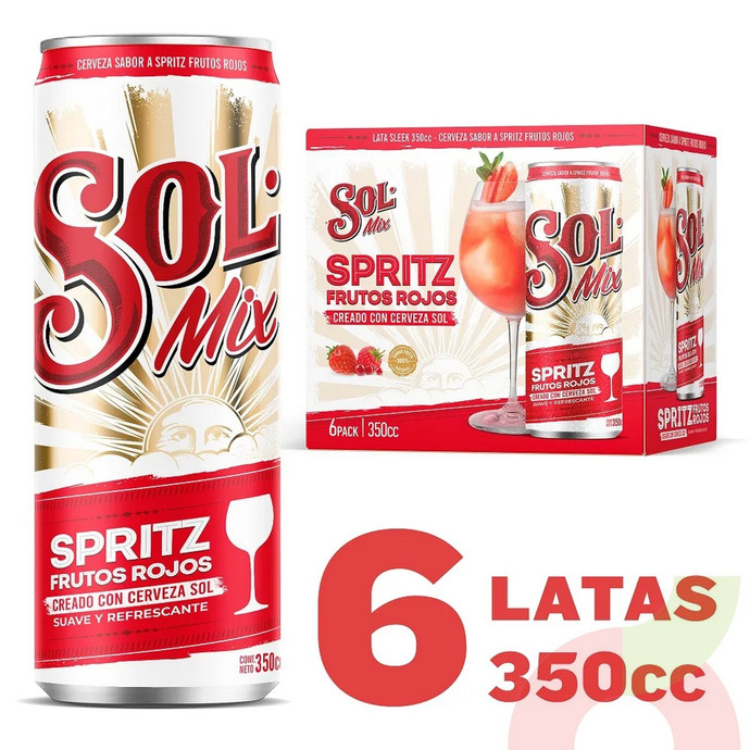 Pack Cerveza Mix Frutos Rojos Sol 350Cc 6 Unidades - sol mix frutos rojos.JPG