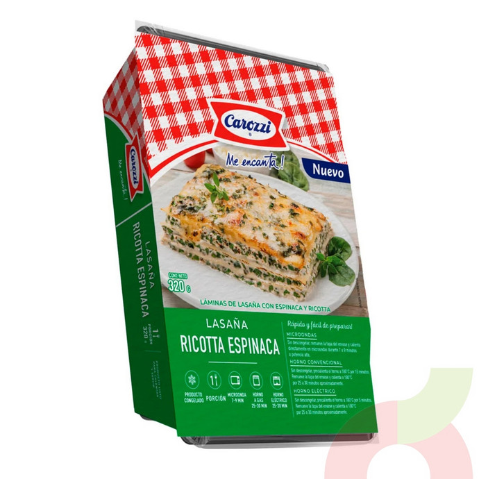 Lasaña Ricotta Espinaca Carozzi 320Gr - Lasaña Ricotta Espinaca Carozzi 320Gr.JPG