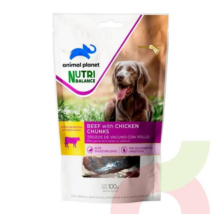 Snack Perro Trozos Vacuno con Pollo Animal Planet 100 g - 7802575534293.JPG