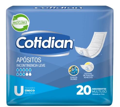 Apósitos Adulto Incontinencia Leve U Cotidian 20 Unidades - Pañal Aposito Cotidian 20U
