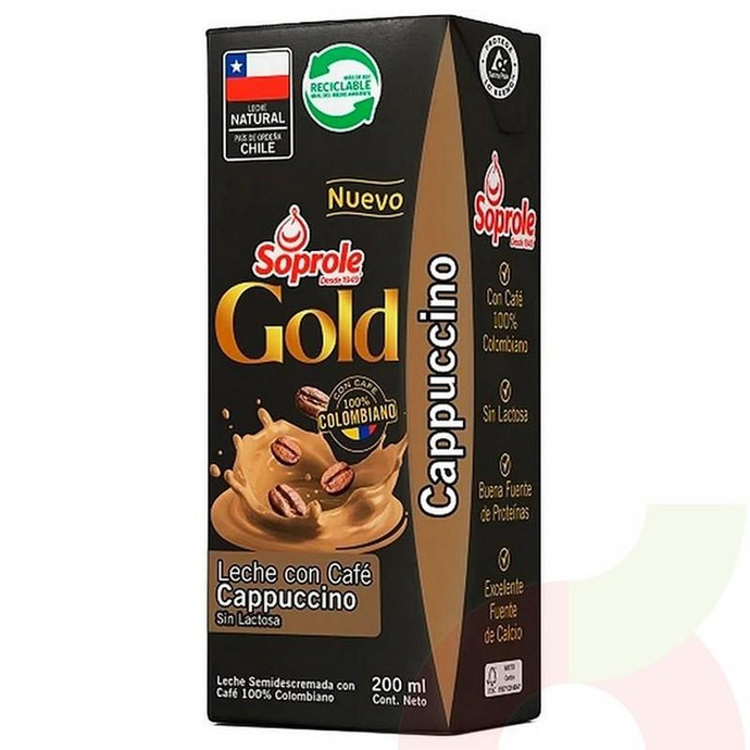 Leche Gold Cappuccino 200Ml Soprole - Leche Soprole 200Ml Gold Cappuccino