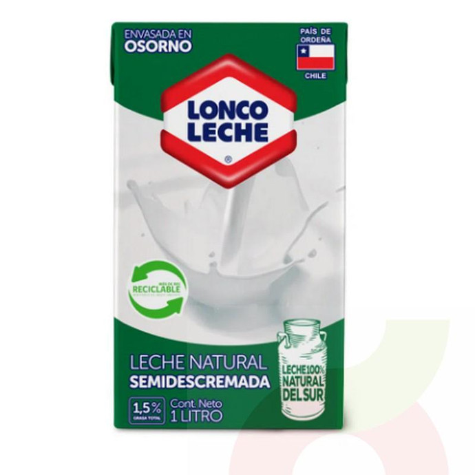 Leche Semidescremada Loncoleche 1Lt - Leche Semidescremada Loncoleche 1Lt