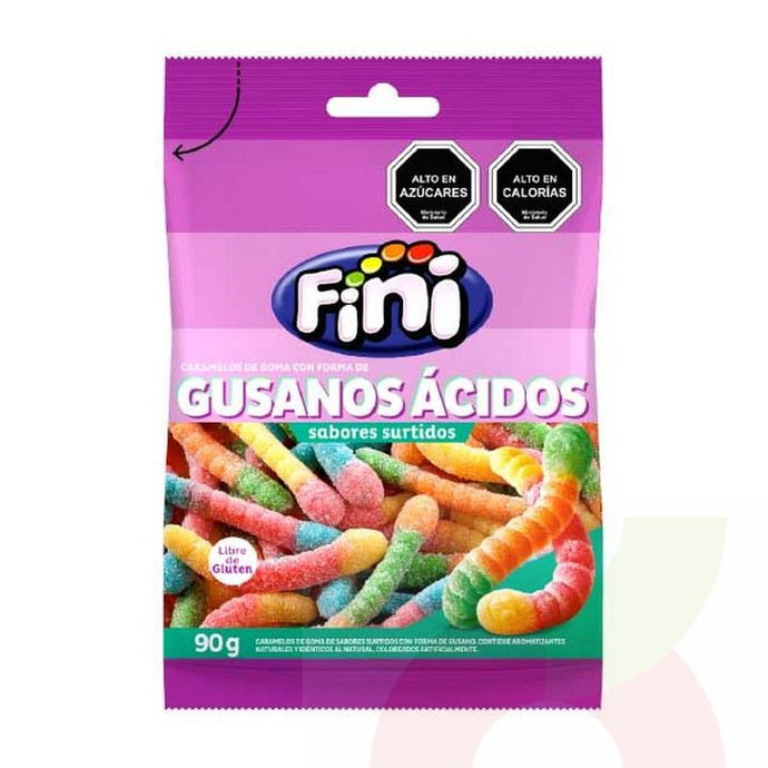 Gomita Gusano Acido Fini 90Gr - Gomita Gusano Acido Fini 90Gr