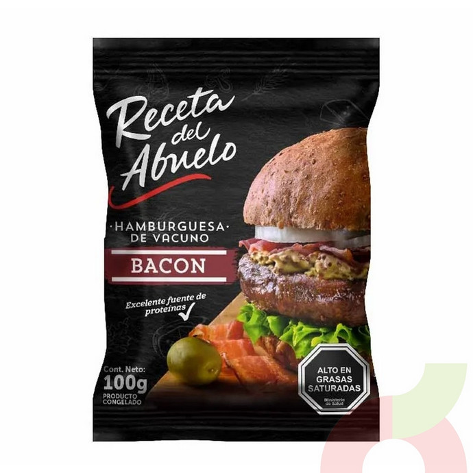 Hamburguesa Vacuno Bacon Receta del Abuelo 100Gr - Hamburguesa de Vacuno Bacon Receta del Abuelo 100Gr.JPG
