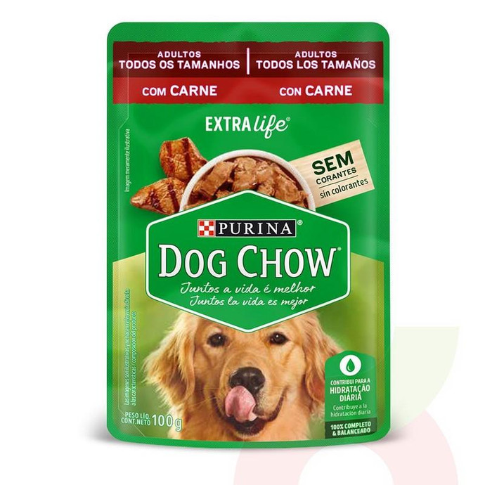 Sachet Adulto Todos Los Tamaños Carne Extra Life Dog Chow 100Gr - Dog Chow Carne Pouch 100 Gr.