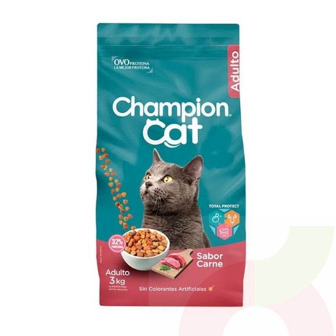 Alimento sabor Carne Champion Cat 3Kg Adulto - 7804100003229.jpg