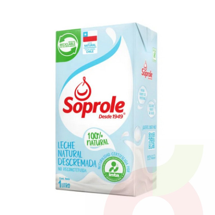 Leche Natural Descremada Soprole 1Lt - leche descremda natural 22.jpg