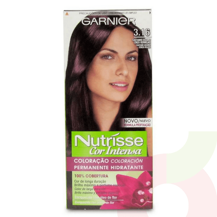 Tintura Pelo Nutrisse Cor Intensa 3.16 Castaño Oscuro Garnier - Tintura De Cabello Castaño Oscuro-Garnier 3.16