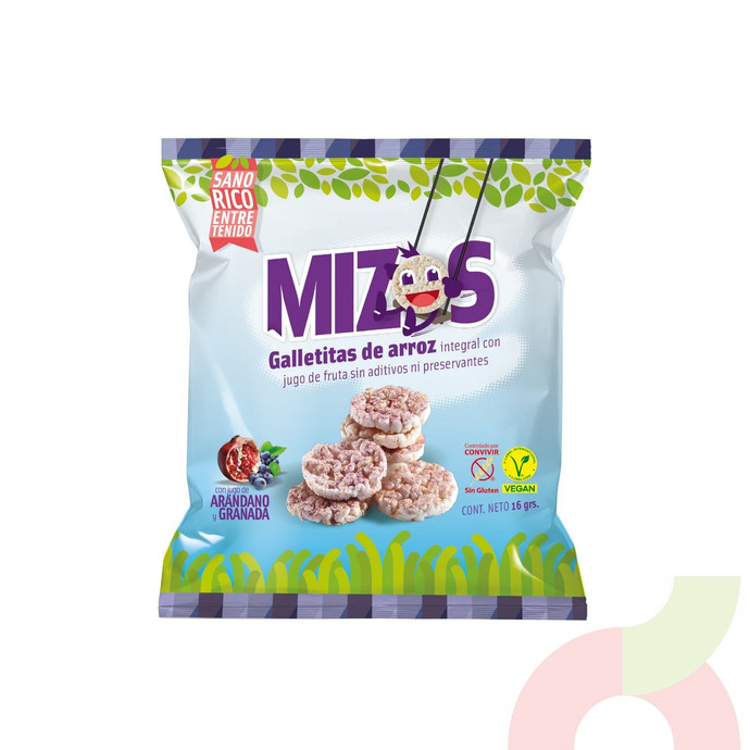 Galletitas de Arroz con Jugo Arándano Granada Mizos 16Gr - 7804646450013.JPG