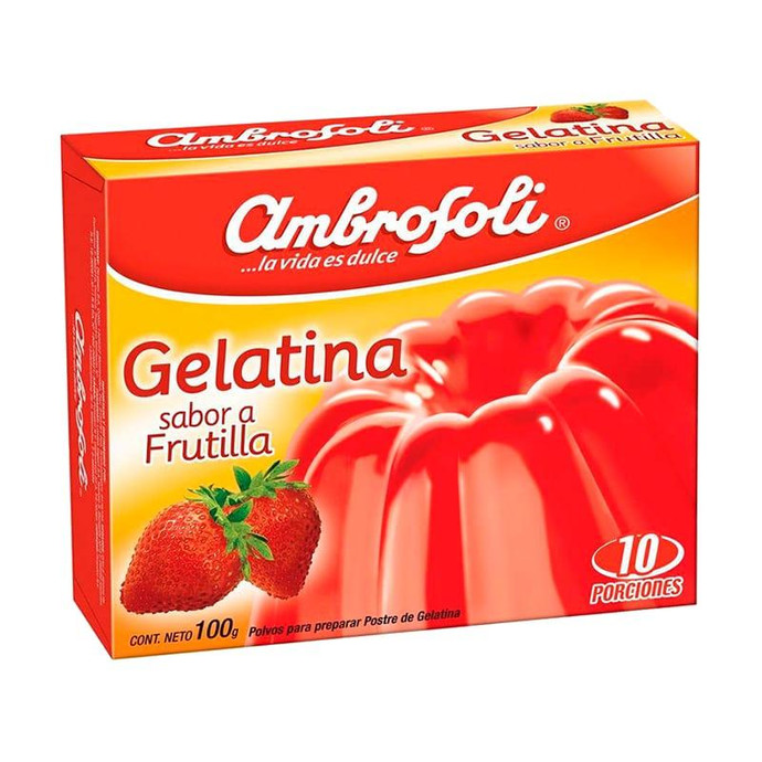 Gelatina Frutilla Ambrosoli 100Gr - Gelatina Sabor Frutilla Ambrosoli 100 Gr
