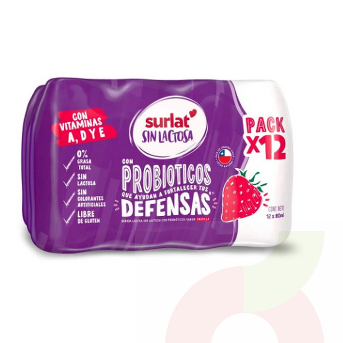 Probióticos Pack 12 UnidadeS Sabor Frutilla Surlat 960 ML - SURLAT PROBIOTICOS FRUTILLA.jpg