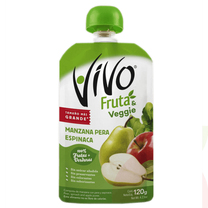 Mifrut Manzana/Pera/Espinaca Vivo 120 Gr - Compota Manzana Pera Espinaca Vivo 120Gr