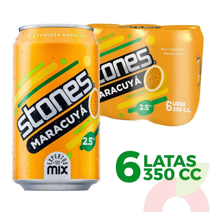 Pack Cerveza Maracuyá Stones 350Cc 6 Unidades - Stones Maracuya.JPG
