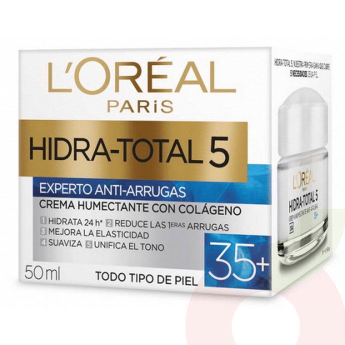 Crema Hidra Total 5 Antiarrugas día L´Oreal 50ml - Crema Hidra-Total 5 Antiarrugas-L´Oreal +35
