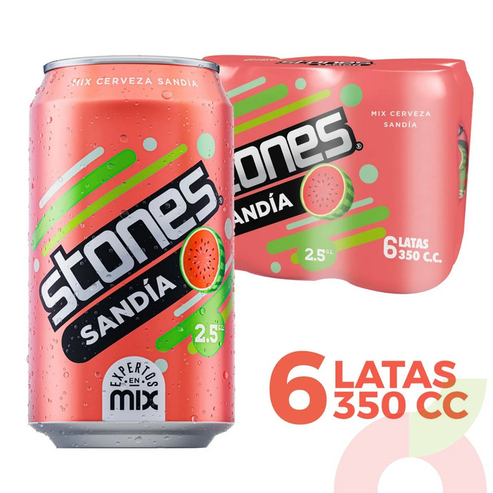 Pack Cerveza Sandía Stones 350Cc 6 Unidades - Stones Sandía.JPG