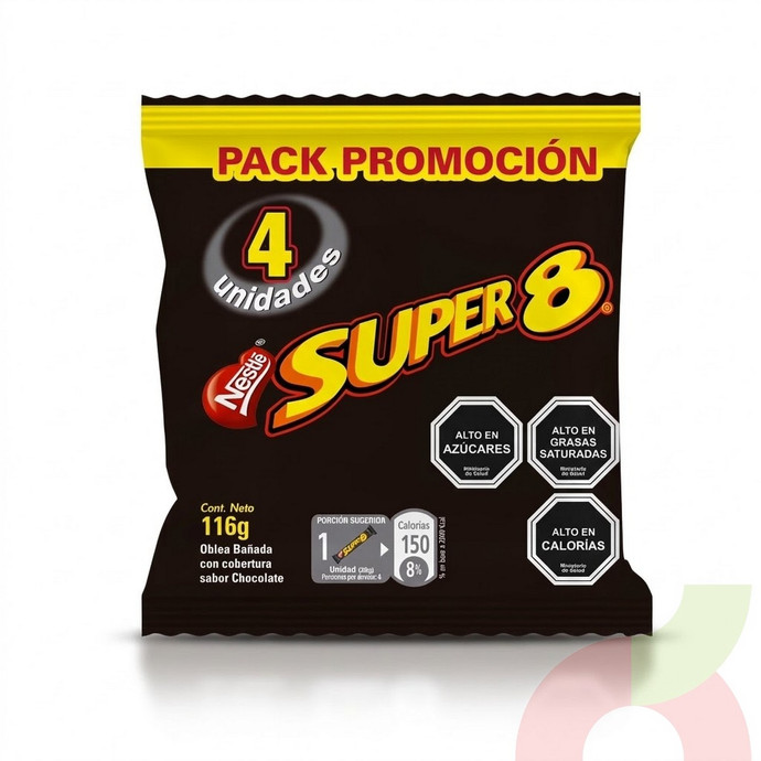 Chocolate Super 8 Nestlé 116Gr 4 Unidades - Pack Super 8 4 unidades.JPG