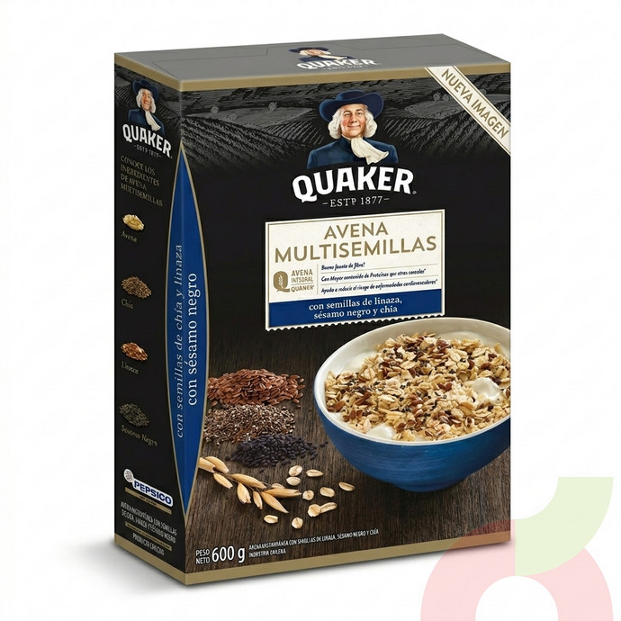 Avena Multisemillas Linaza, Sésamo Negro & Chía Quaker 600Gr - Avena Multisemillas Linaza, Sésamo Negro & Chía Quaker 600Gr.JPG