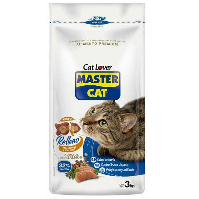Alimento Gato Adulto Relleno Sabor Salmón Master Cat 3Kg - Master Cat Relleno Salmon 3Kg