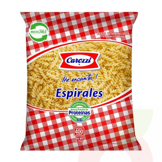 Pastas Espirales Carozzi 400Gr - Fideos-Carozzi-Espirales 400Grs