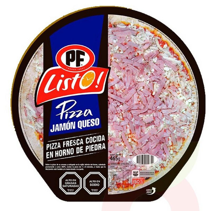 Pizza Jamón Queso Listo PF 465Gr - Pizza Pf Listo 465Gr Jamon Queso