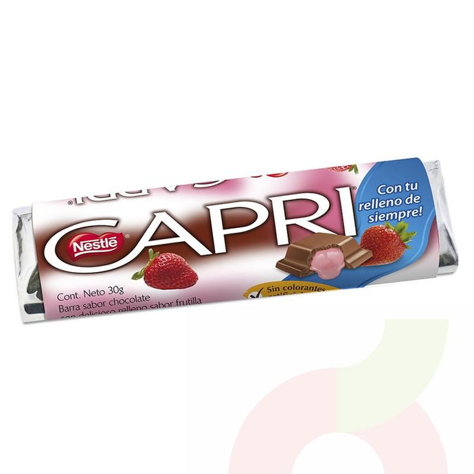 Chocolate Frutilla Capri Nestlé 30Gr - Chocolate Relleno Frutilla Capri, Nestlé 30Gr