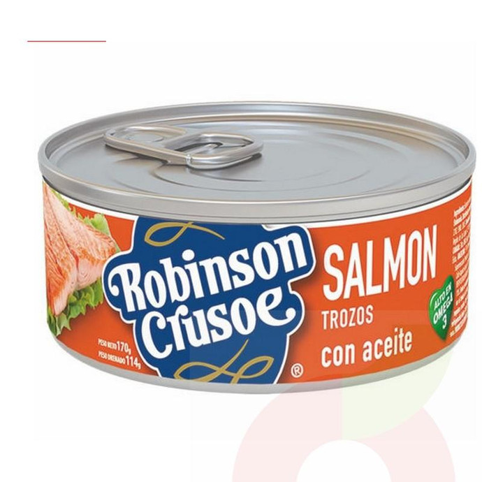 Salmón en Trozos en Aceite Robinson Crusoe 170Gr  - Salmon Rcrusoe Trz.170Gr Aceite