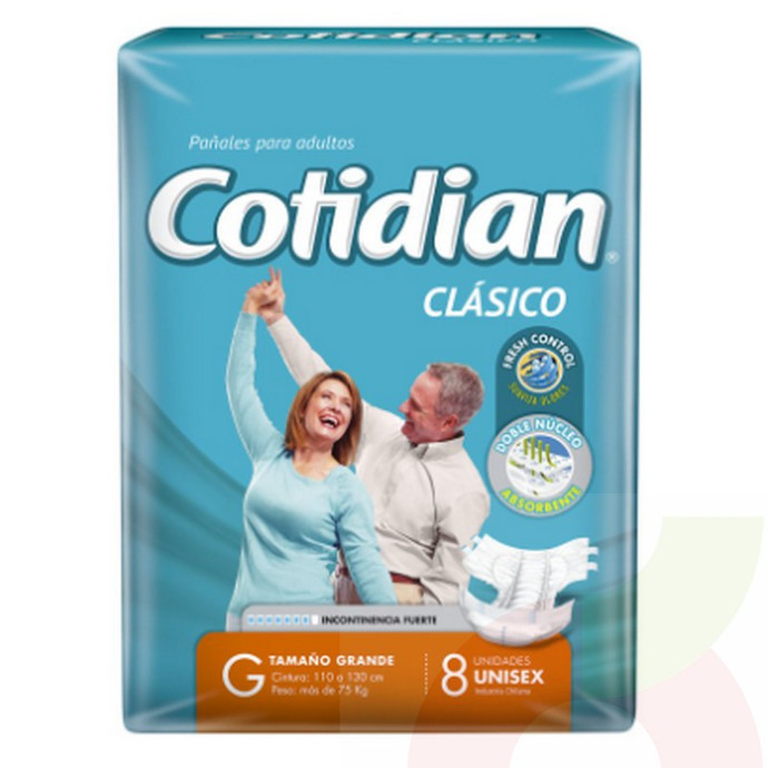 Pañal Adulto Clásico G Cotidian 8 Unidades - pañal clasico cotidian g 8 unidades.jpg