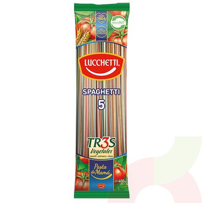Spaghetti N°5  3 Sabores Lucchetti 400Gr - spagueti 5 luccheti 3 vegetales.JPG