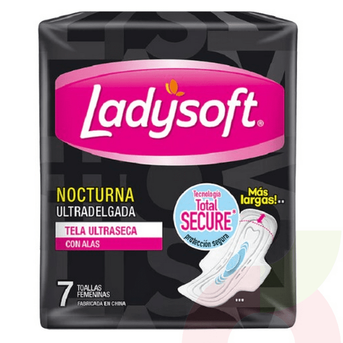 Toallitas Higiénicas Nocturna Ultradelgada Ultraseca Ladysoft 7 Unidades - Toalla Higiénica Malla Nocturna-Ladysoft 7U