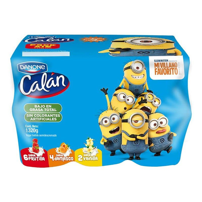 Yoghurt Batido Surtido  Calan Pack 12 Unidades 1320Gr - Yoghurt Batido Minions, Calan Pack 12*110Gr