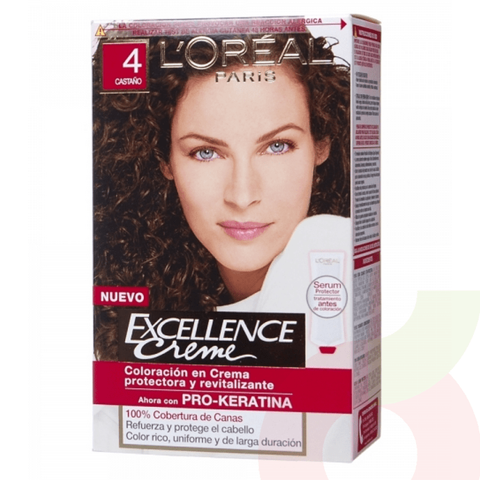 Tintura Pelo Excellence Creme 4 Pro-Keratina Castaño L´oréal - Excellence Creme-Loreal 4 Pro-Keratina Castaño