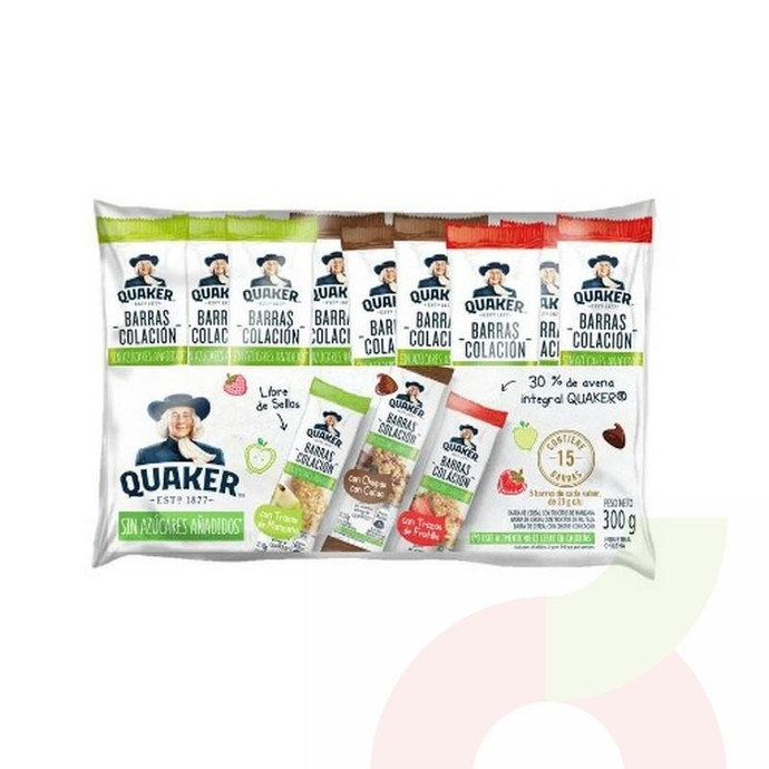 Pack Barras de Cereal Quaker Surtidos Bolsa 15 Unidades 300Gr - Pack Barras De Cereal-Quaker Bolsa 15 Unid