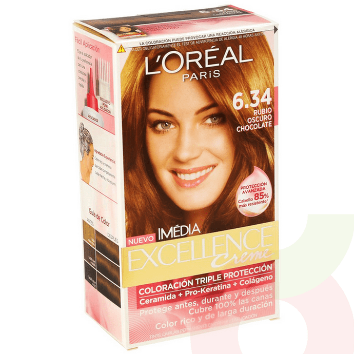 Tintura Pelo Excellence Creme 6.34 Rubio Oscuro Chocolate L´oréal - Excelle 6,34 Chocolate
