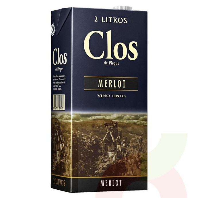 Vino Tetrapack Merlot Clos de Pirque 2Lt - Vino Merlot-Clos Tetrapack 2Lt