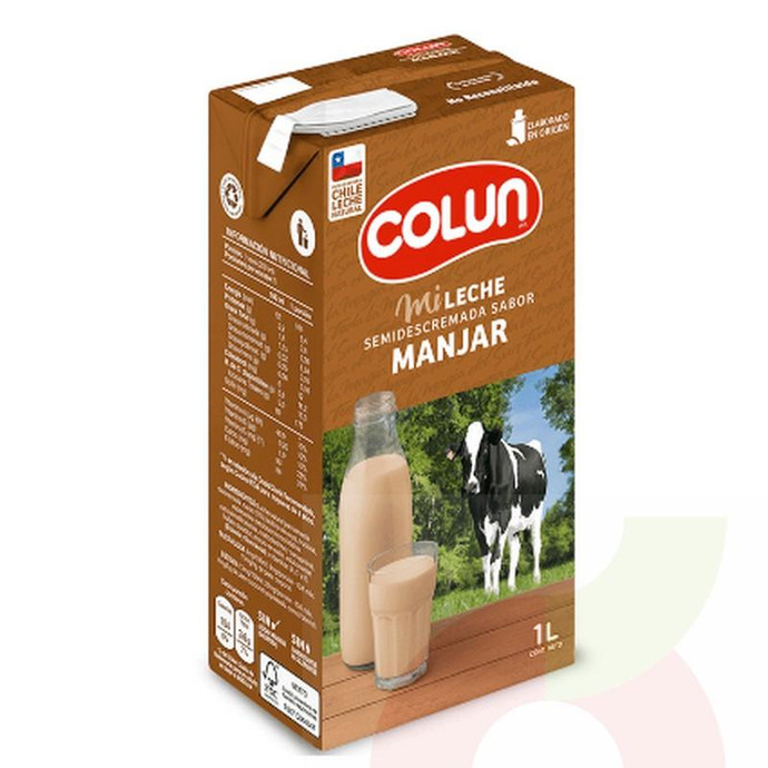 Leche Semidescremada Manjar Colun 1Lt  - Leche Semidescremada Sabor Manjar Colun 1 Litro