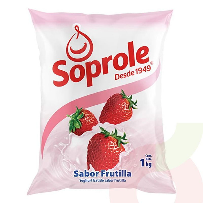 Yoghurt Batido Frutilla Soprole 1 Kg - Yogurt Batido Frutilla-Soprole 1Lt