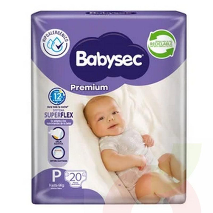 Pañal Babysec Premium Talla P 20 Unidades - Pañal Babysec Premium  P 20U