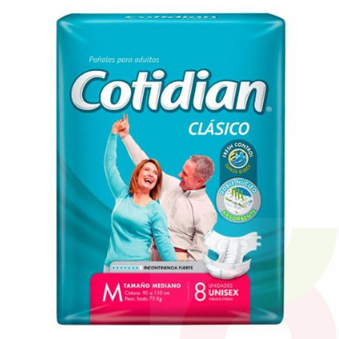 Pañal Adulto Clásico M Cotidian 8 Unidades - pañal adulto clasico m 8 unidades cotidian.jpg