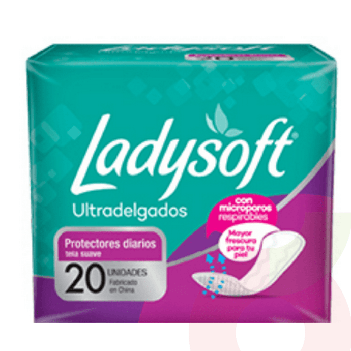 Protector Diario Suave Ultradelgados Ladysoft 20 Unidades - Protector Diario Ladysoft 20 Un.