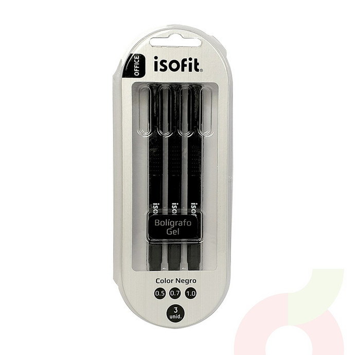 Bolígrafo Gel Negro 3 Unidades Isofit  - Boligrafo isofit.JPG