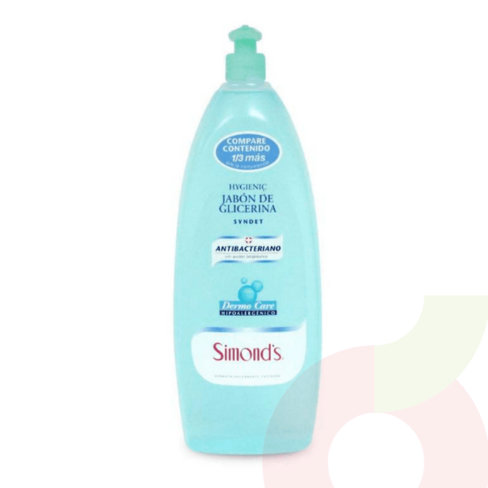 Jabón Glicerina Antibacteriano Hipoalergénico Simonds 1Lt - Jabón Dermo Care Hygienic-Simonds 1Lt