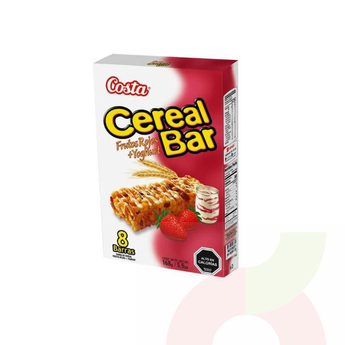 Cereal Bar Frutos Rojos + Yogurt Costa 8 Unidades 168Gr - Cereal Bar Frutos Rojos+ Yogurt 8 Uni-168 Gr