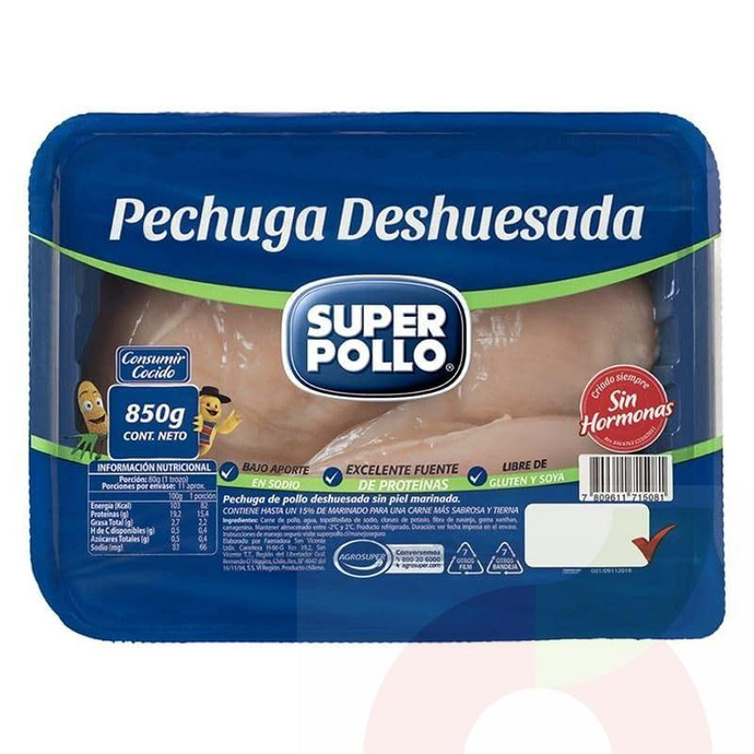 Pechuga Deshuesada Super 850Gr  - Pechuga Deshuesada 850Gr Super