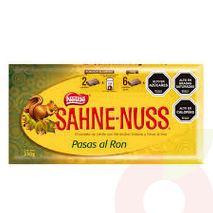 Chocolate Pasas al Ron Sahne Nuss Nestlé 250Gr - Chocolate Sahne Nuss 250Gr Raisin